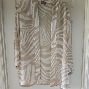 Chico's Beige and White Zebra Pattern Cardigan
